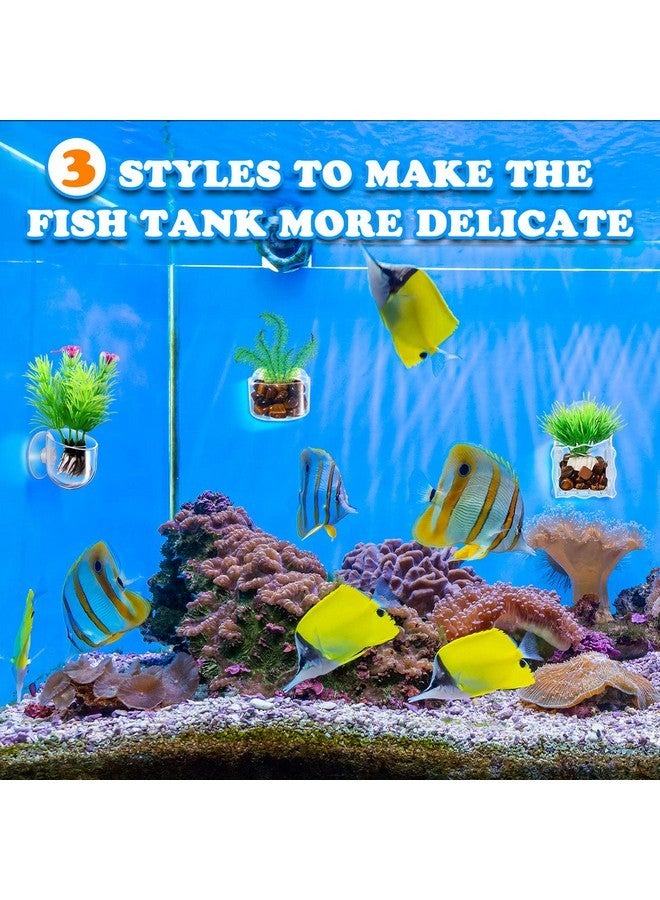 Potchen 20 Pcs Aquatic Plant Cups with Hole Transparent Acrylic Aquatic Plant Pot with Suction Cups Aquarium Aquatic Planter Aquarium Plant Holder Fish Tank Aquascape Decoration, 3 Shapes - Image 3