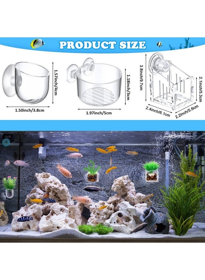 Potchen 20 Pcs Aquatic Plant Cups with Hole Transparent Acrylic Aquatic Plant Pot with Suction Cups Aquarium Aquatic Planter Aquarium Plant Holder Fish Tank Aquascape Decoration, 3 Shapes - Image 2