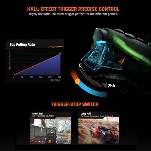 BIGBIG WON Wireless Controller Rainbow 2 Pro RGB PC 6-axis Gyro Sensor Controller Motion Aiming, Hall Effect Trigger, ALPS Joystick, 3.5mm Audio, Gamepads APP for Android/iOS/PC Windows10&11/Switch - Image 5