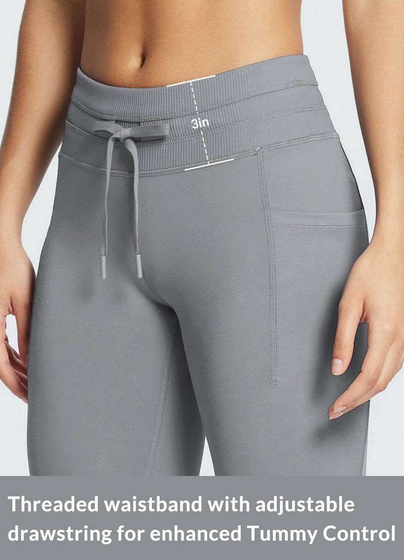 baleaf Fleece Lined Leggings Women Thermal Warm Winter Tights Waterproof High Waisted Ski Hiking Pants Gear with Pockets Grey L - Image 4