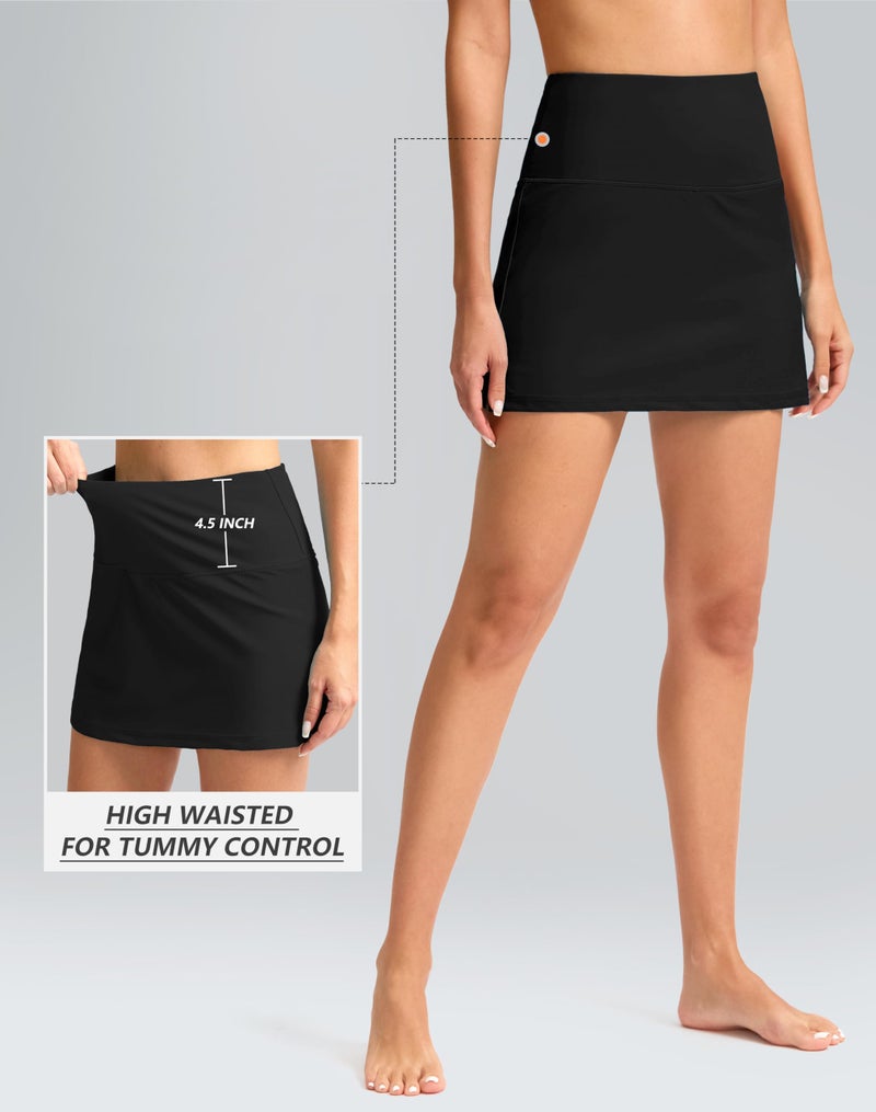 SANTINY Women's High Waisted Swim Skirt with Pocket Tummy Control Tankini Swimsuit Bathing Suit Bottoms for Women (Black_XXL) - Image 4
