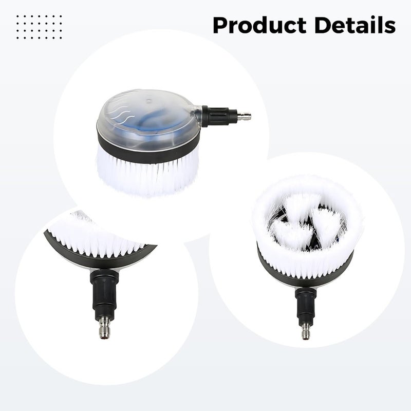 5.9 in Wash Brush with 1/4 Quick Connector, High-Pressure Water Gun Attachment, Auto Rotating Brush Head, Soft Bristles, Car/Home Use - Image 4