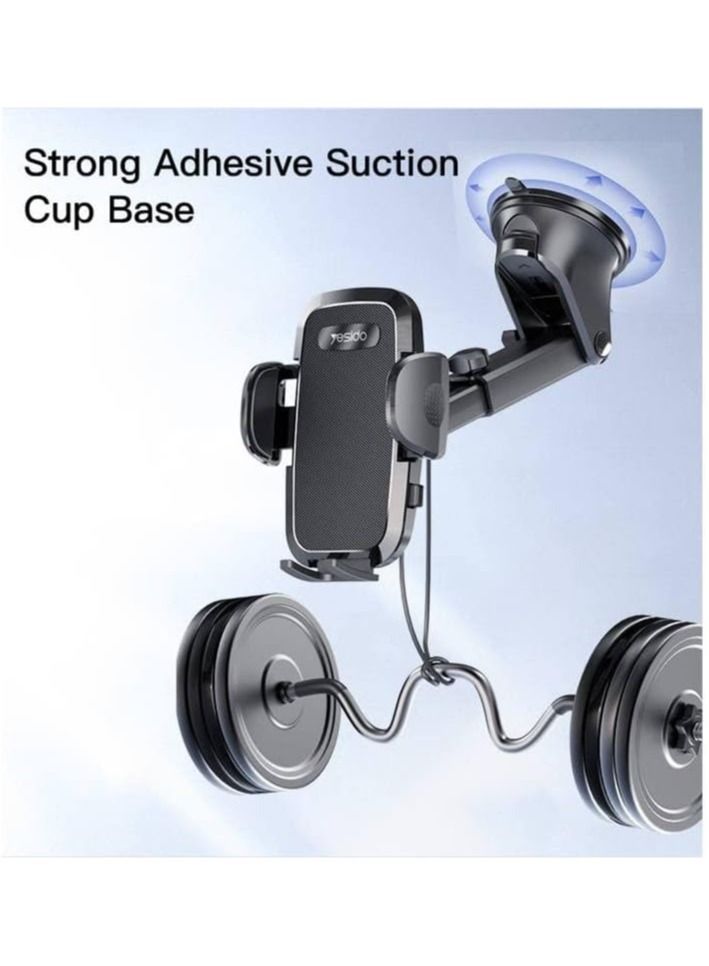 Yesido C139 Cell Phone Automobile Cradles Adjustable Car Cell Phone Mount Base Broadcasting Phone Stand, Automatic Clip Suction Cup Car Holder. - Image 3