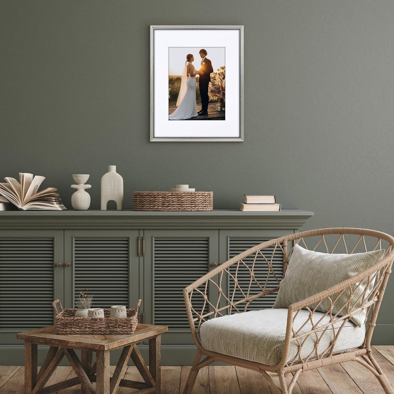 Americanflat Vintage Frames - 16x20 Picture Frame with Beaded Accents and Polished Plexiglass - Use as 11x14 Frame or 16x20 Frame Without Mat - Silver Antique Style Frames for Wall Display - Image 4