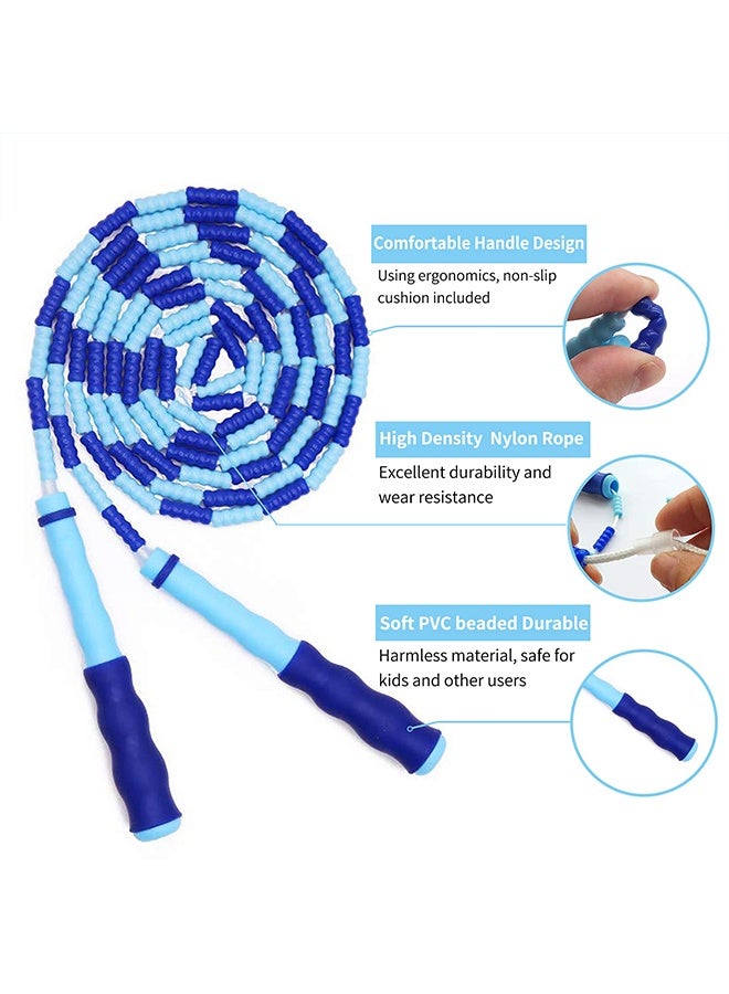 بوفان حبل قفز مكون من 3 قطع، قابل لتعديل الطول، مقسم إلى أجزاء ناعمة وخرزية، حبل قفز رياضي للأطفال والرجال والنساء، مناسب لفقدان الوزن، طوله 9.2 قدم. - Image 3