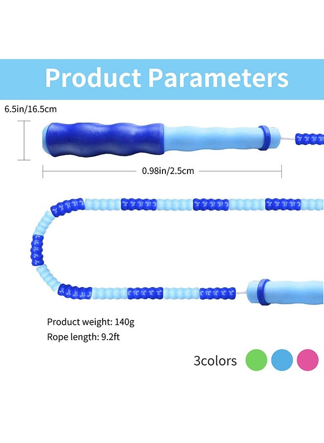 بوفان حبل قفز مكون من 3 قطع، قابل لتعديل الطول، مقسم إلى أجزاء ناعمة وخرزية، حبل قفز رياضي للأطفال والرجال والنساء، مناسب لفقدان الوزن، طوله 9.2 قدم. - Image 5
