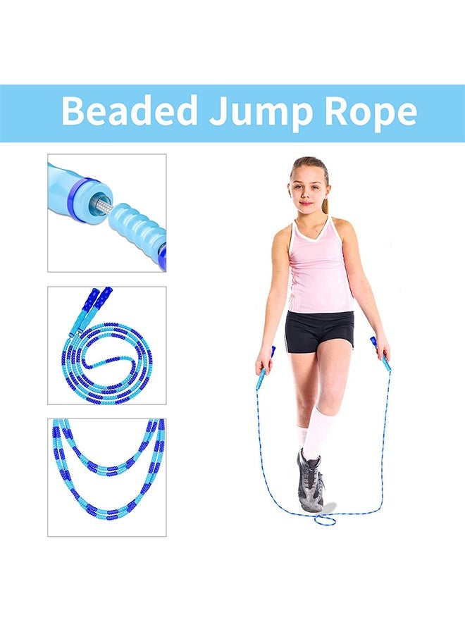 بوفان حبل قفز مكون من 3 قطع، قابل لتعديل الطول، مقسم إلى أجزاء ناعمة وخرزية، حبل قفز رياضي للأطفال والرجال والنساء، مناسب لفقدان الوزن، طوله 9.2 قدم. - Image 2