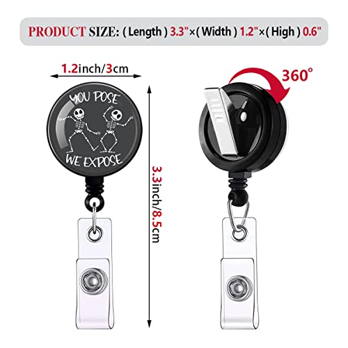 zcyhtqp You Pose We Expose,Funny Badge Reel，Retractable ID Card Badge Holder with Alligator Clip，Funny Tech Radiology Badge Holder Medical MD RN Nurse Office Worker Name ID Card Décor - Image 3
