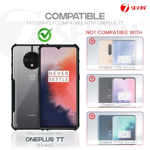 7-Seven 7SEVEN® Ipacky Back Cover for OnePlus 7T Mobile Back Case Shock Proof Design Camera Edges Protection Crystal Clear Phone Case Precise Cutouts Matte Black Soft Bumper Phone Cover - Image 2