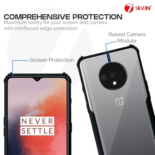 7-Seven 7SEVEN® Ipacky Back Cover for OnePlus 7T Mobile Back Case Shock Proof Design Camera Edges Protection Crystal Clear Phone Case Precise Cutouts Matte Black Soft Bumper Phone Cover - Image 3