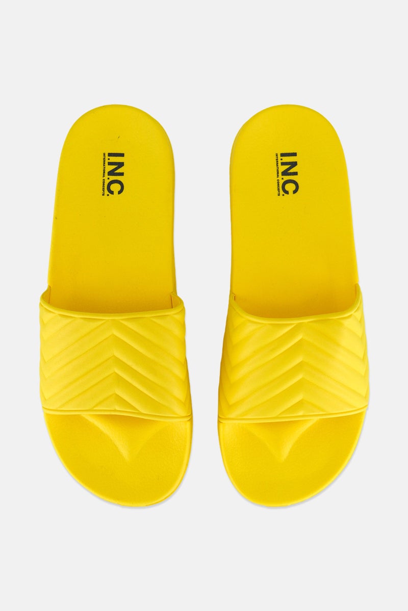 INC Men Slip On Slides, Yellow - Image 3