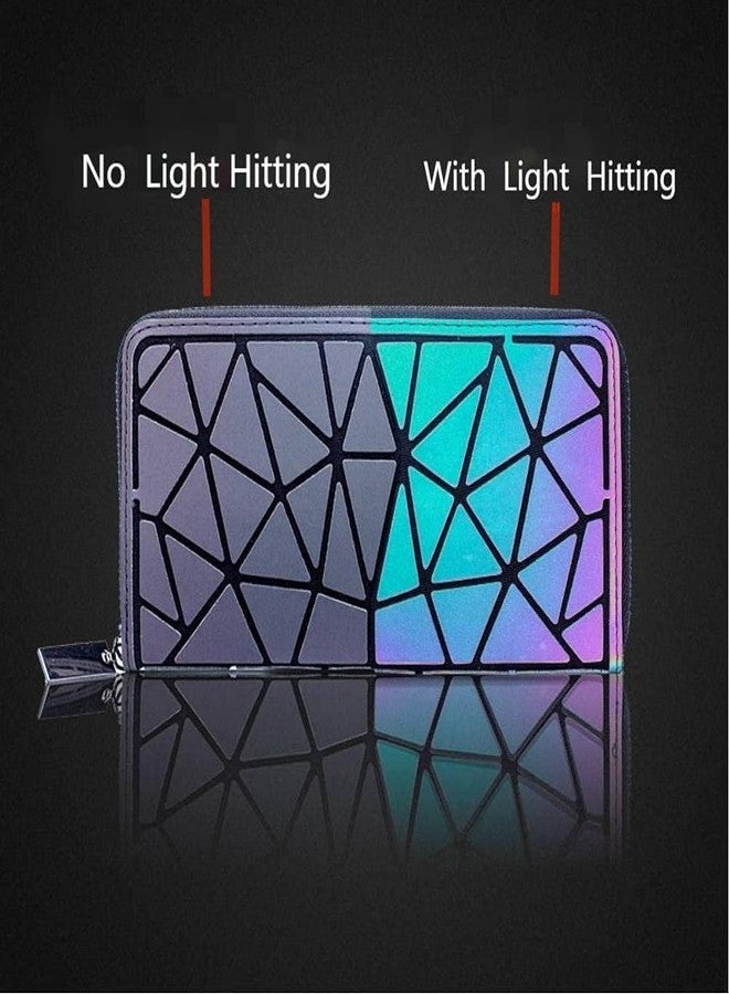 ANESHA Reflective Large Capacity Clutch Luminous Wallet for Girls, Geometric and Fun - Image 3