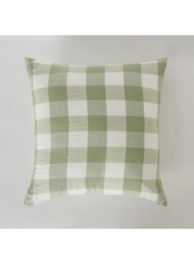 Home Box Green Artist Verde Yarn Dyed Check Filled Cushion 50 x 50 cm