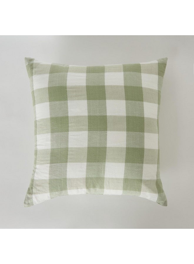 Home Box Green Artist Verde Yarn Dyed Check Filled Cushion 50 x 50 cm  - Image 1
