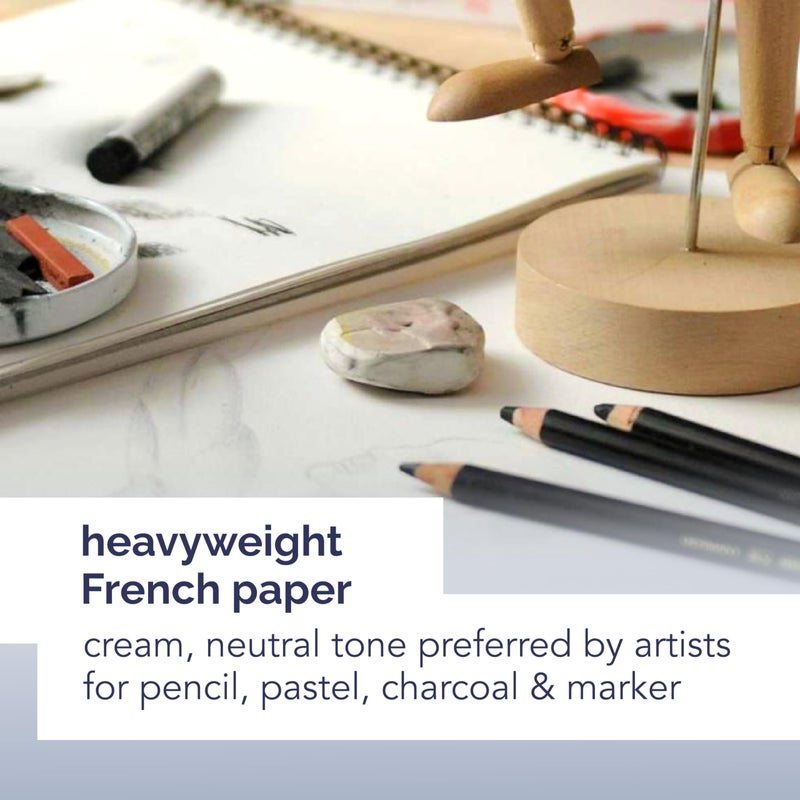 CANSON كتاب رسم ميداني من سلسلة كانسون للفنانين، مجلد جانبي، 9x12 بوصة، 60 ورقة - ورق فني احترافي للأقلام، الحبر، القلم الرصاص - Image 3