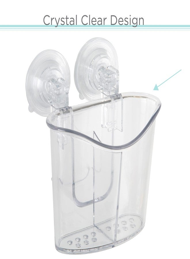 Bath Bliss Clear Dimensions: 4. 9" x 3. 75 | Bathroom Organization Power Lock Suction, 2 Compartment Holder - Image 2