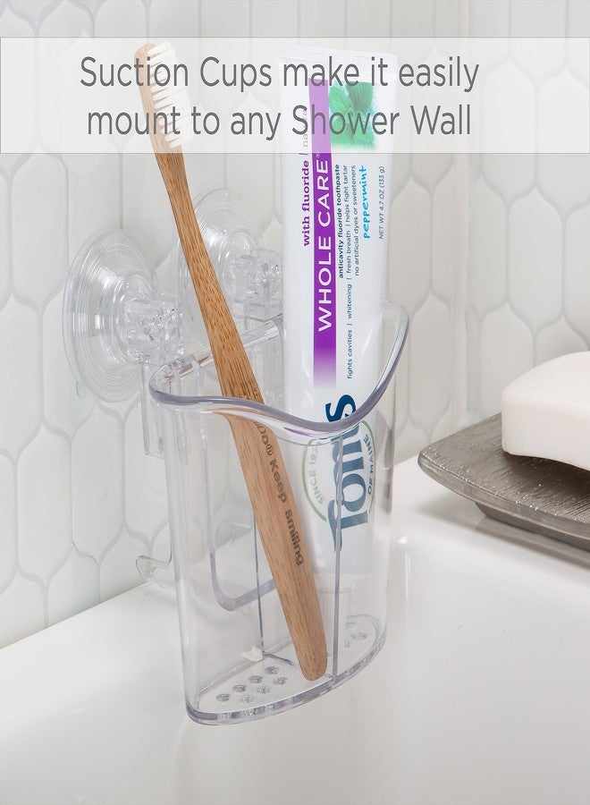 Bath Bliss Clear Dimensions: 4. 9" x 3. 75 | Bathroom Organization Power Lock Suction, 2 Compartment Holder - Image 4