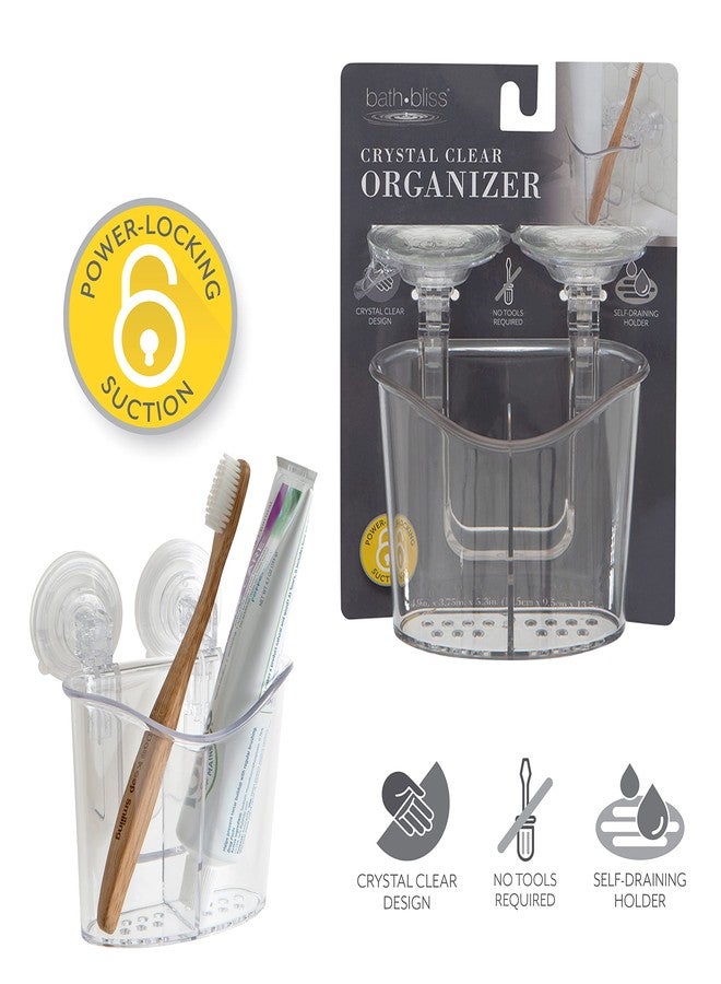 Bath Bliss Clear Dimensions: 4. 9" x 3. 75 | Bathroom Organization Power Lock Suction, 2 Compartment Holder - Image 5