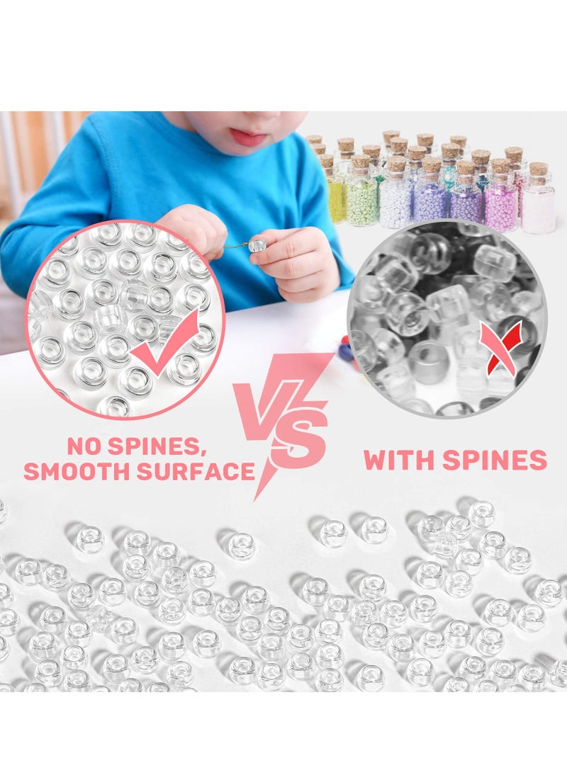 Excefore 1000+ Pcs Pony Beads Bulk - Plastic Bracelet Beads 6x9mm Crystal White Clear Pony Beads for Braids DIY Crafts Key Chai Jewelry Making Home Decor Beads - Image 5