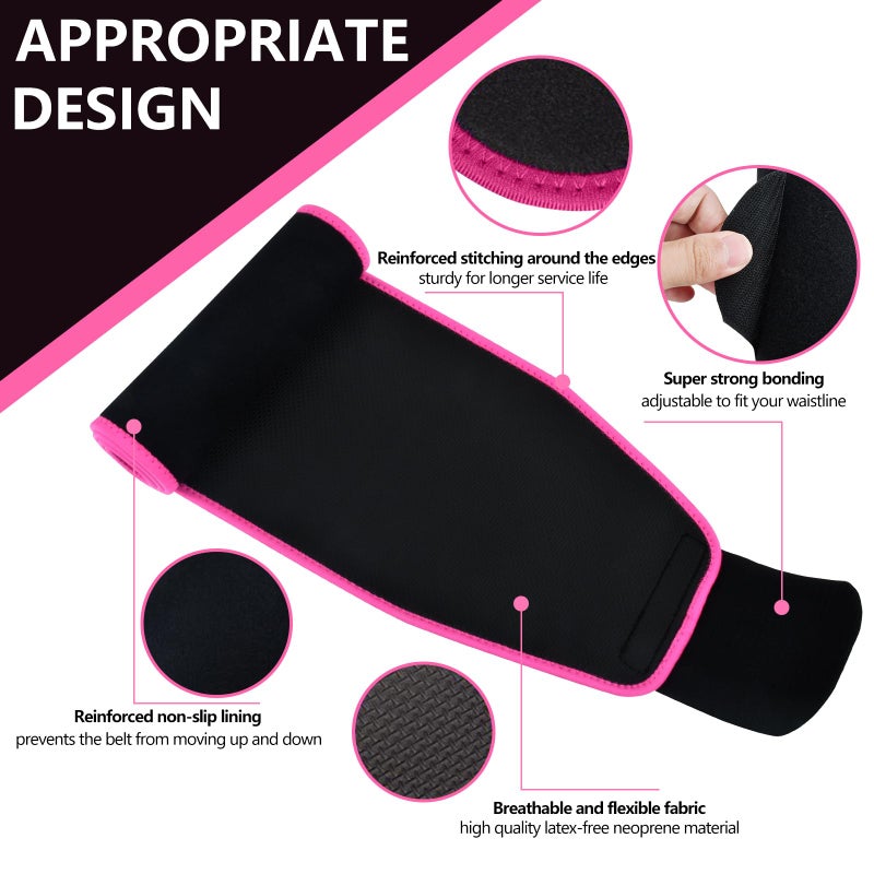 Lisacool Waist Trainer for Women,Sweat Band,Belt for Weight Loss,Waist Trimmer,Waist Cincher Trimmer,Belly Band,Sweat Belt Black/Pink - Image 5