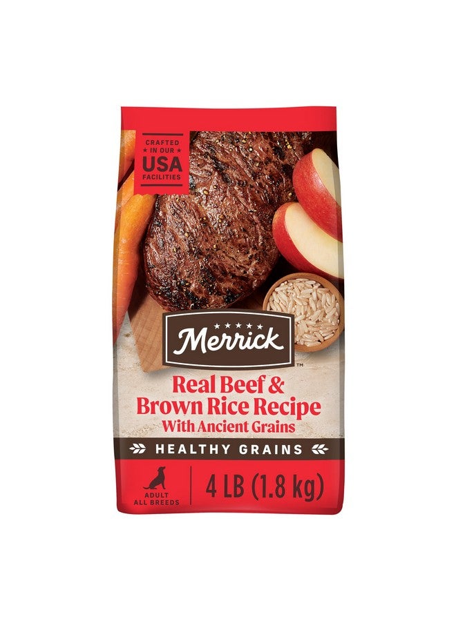 ميريك طعام جاف فاخر للكلاب البالغة من ميريك هيلثي جرينز، صحي وطبيعي، مع لحم بقري وأرز بني - كيس 4.0 رطل - Image 1