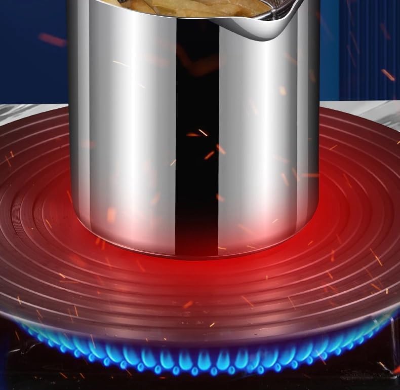 SK SOPPY Small Deep Frying Pot with Strainer Basket | 1200ml Stainless Steel Pan with Handle | Ideal for Frying French Fries/Chicken Wings/Shrimp/Fish/Boiling Butter/Sauce/Gravies/Pasta(1Piece) - Image 5