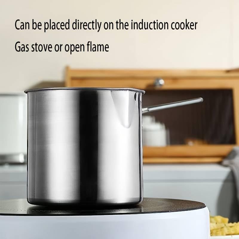 SK SOPPY Small Deep Frying Pot with Strainer Basket | 1200ml Stainless Steel Pan with Handle | Ideal for Frying French Fries/Chicken Wings/Shrimp/Fish/Boiling Butter/Sauce/Gravies/Pasta(1Piece) - Image 4