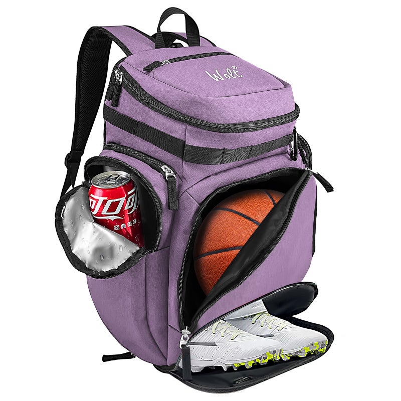 WOLT Basketball Backpack Large Sports Bag with Separate Ball Compartment and Shoes Pocket for Basketball Soccer Rugby Volleyball Baseball - Image 2