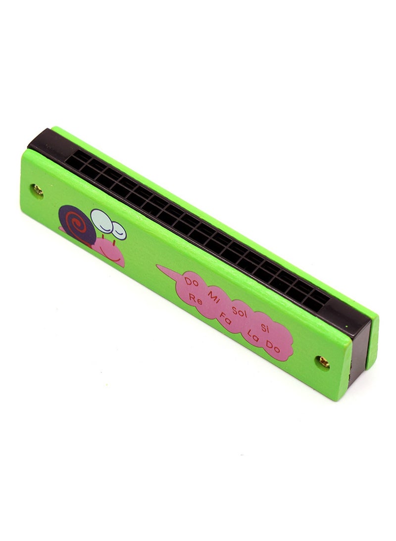Generic Snail Green Wooden Harmonica 16 Holes Children'S Harmonica Music Toy Kindergarten Music Teaching Aids Elementary School Students Beginners Wind Instrument  - Image 1