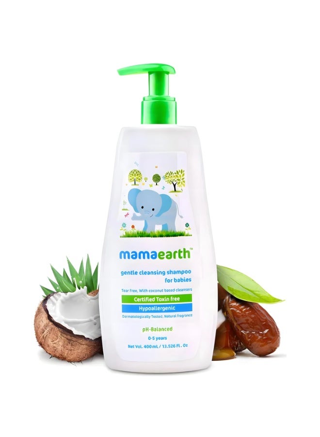 Mamaearth Gentle Cleansing Hair Shampoo For Babies Coconut Based Cleansers For Delicate Baby Scalp Hypoallergenic & Tear Free Formula 400 ML - Image 1