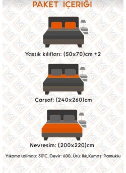 Mert Collection Çarşı Akfil Ranforce Fabric 100% Cotton Duvet Cover Set Double  - Image 2
