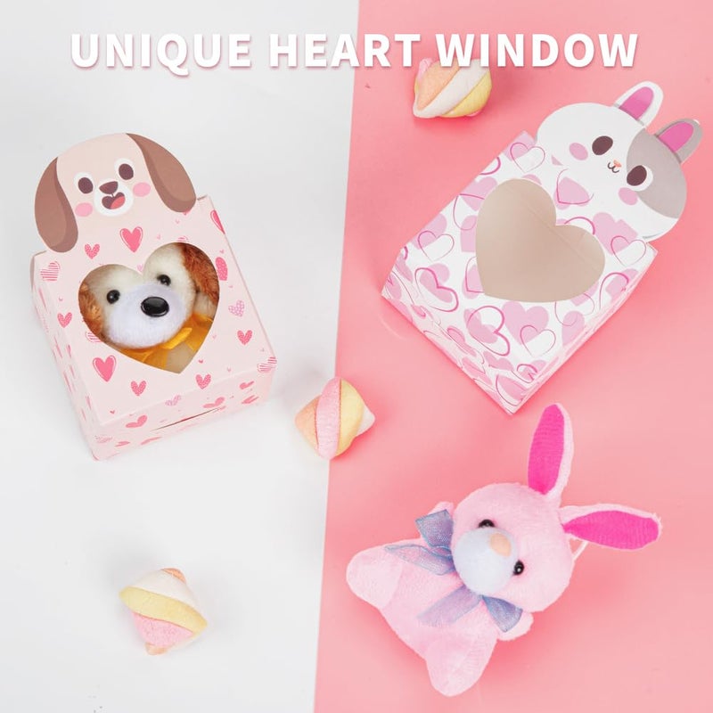 Sofier Valentines Day Gifts For Kids Classroom 24 Pack Valentines Card Boxes With Heart Window Mini Animal Toys Keychains Bulk For Boys Girls Classroom Exchange Party Favor School Teacher Student - Image 2