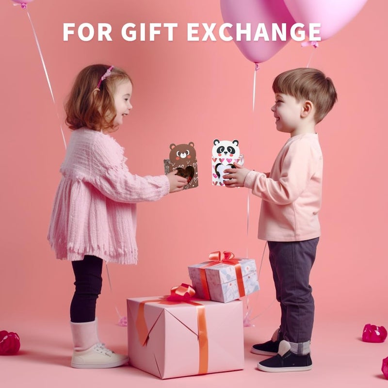 Sofier Valentines Day Gifts For Kids Classroom 24 Pack Valentines Card Boxes With Heart Window Mini Animal Toys Keychains Bulk For Boys Girls Classroom Exchange Party Favor School Teacher Student - Image 3