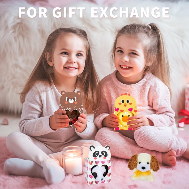 Sofier Valentines Day Gifts For Kids Classroom 24 Pack Valentines Card Boxes With Heart Window Mini Animal Toys Keychains Bulk For Boys Girls Classroom Exchange Party Favor School Teacher Student - Image 5