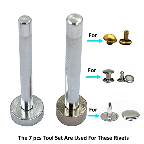 DGOL 7 pcs Metal Domed Rivet Fixing Setting Tool Spike Rivets Setter - Image 4