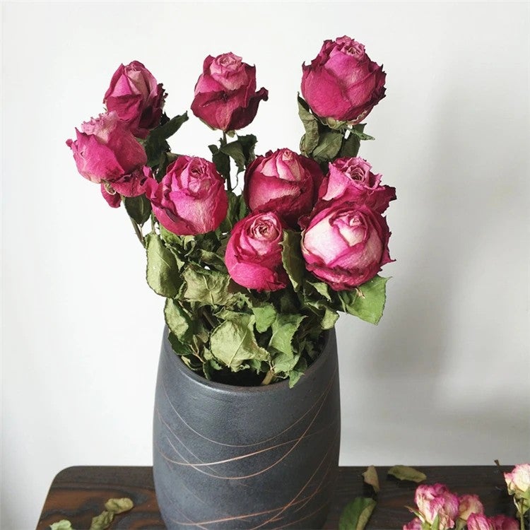 Bluejw M008 Natural Dried Roses Bouquet - Forever Lasting Decor, Real Dry Flowers & Plants Arrangement - Image 1