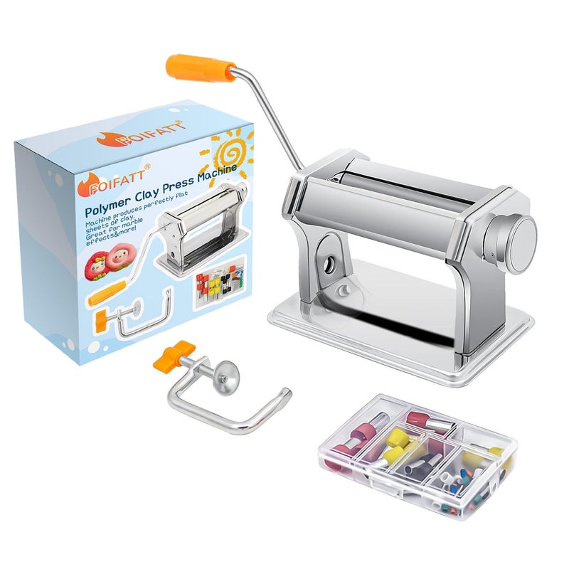 Polymer Clay Press Machine Craft Clay Mixers Machine and 40PCS Polymer Clay Cutters Mold Stainless Steel Handmade Clay Rolling Machine for DIY Craft  6 Thickness Options