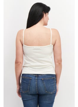 LASULA Women Sweetheart Neck Sleeveless Crop Top, Cream  - Image 2