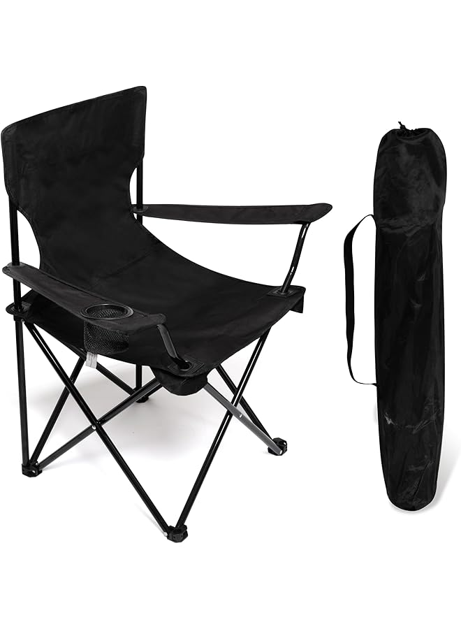 PROMASS Camping Folding Chair, Outdoor Beach Lightweight Foldable Chair Ultralight Furniture Backpacking Chair, Portable Compact Lawn Stool For Beach Travel, Hiking Picnic Festival Activities, Black