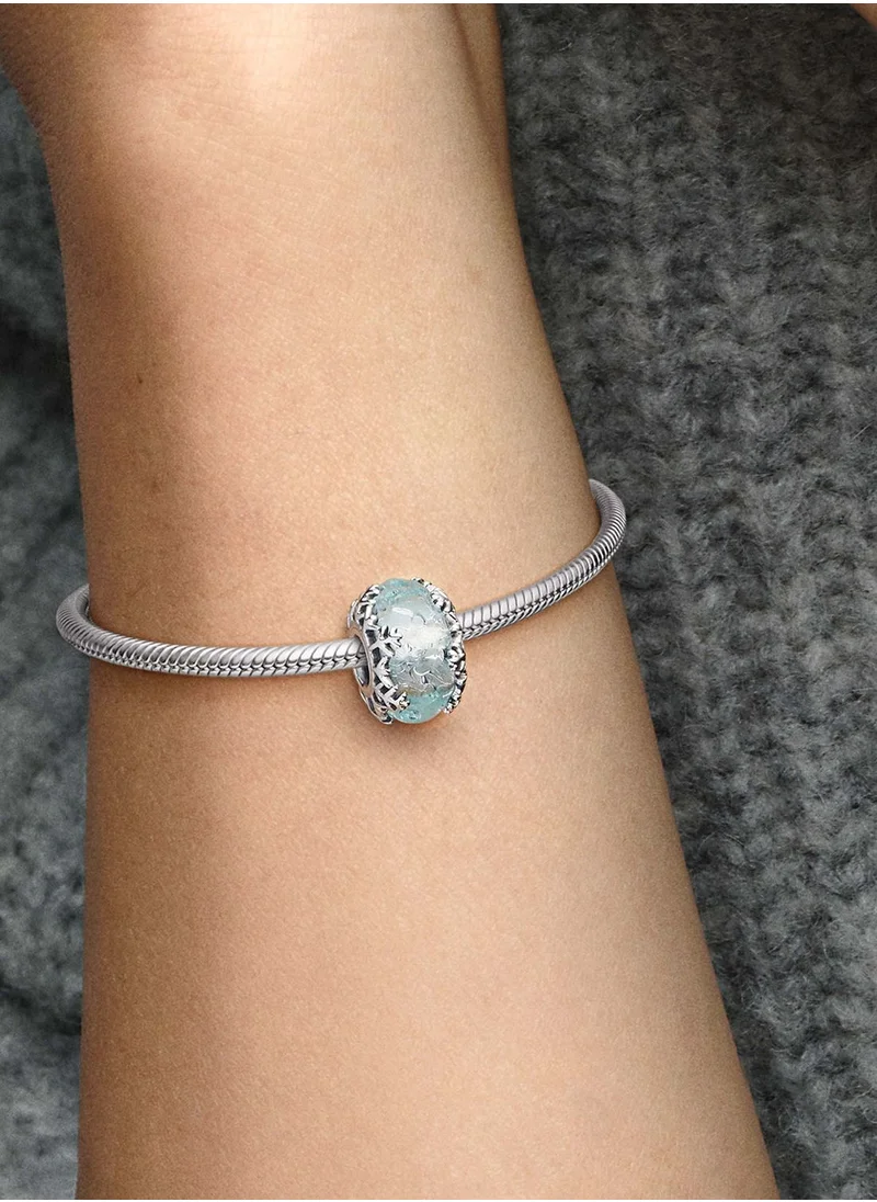 PANDORA Winter Blue Snowflake Murano Charm