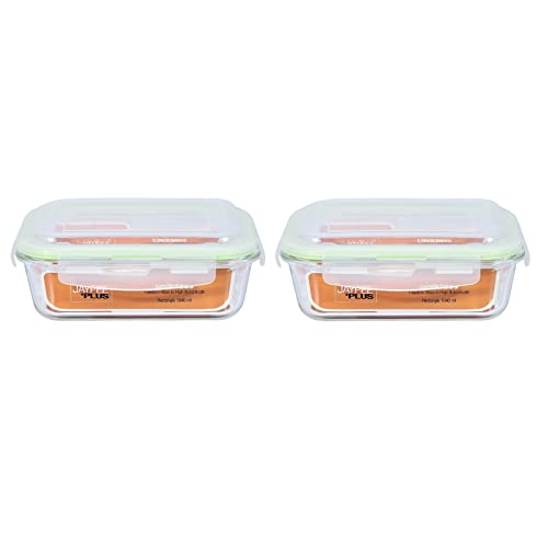 Jaypee Plus Klaro Rectangle 1040ML Glass Storange Container Transparent (Pack of 2) - Image 1