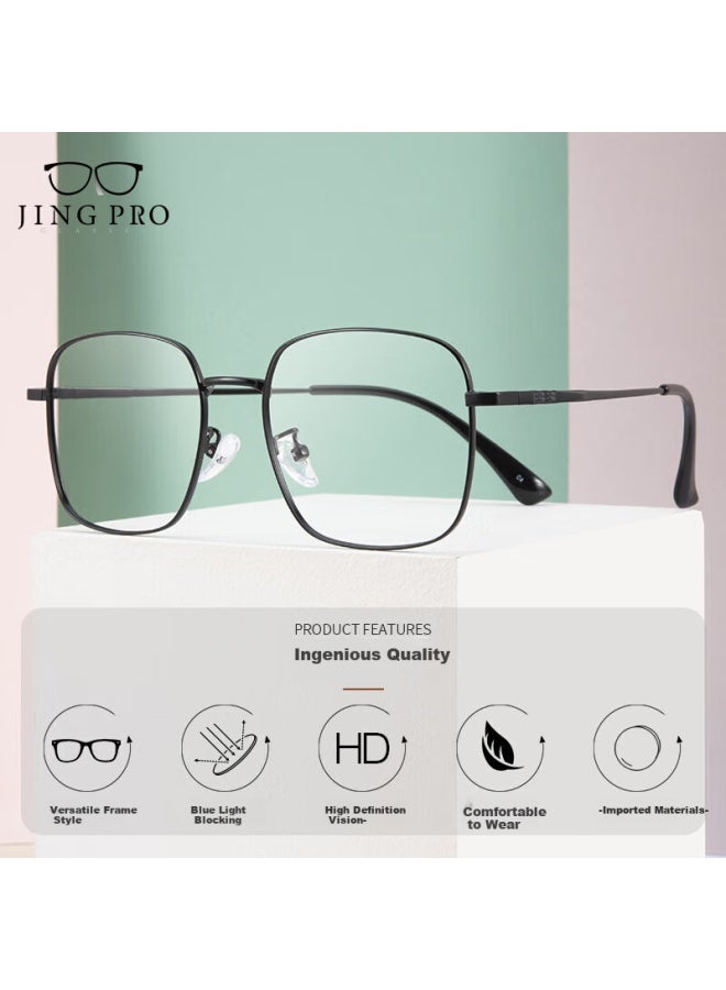 Mirror State Jingbang Men's Ultra-light Women's Large Face Slimming Square Frame Blue Light Blocking Gl With Prescription Black Plain Gl Blue Light Blocking - Image 3