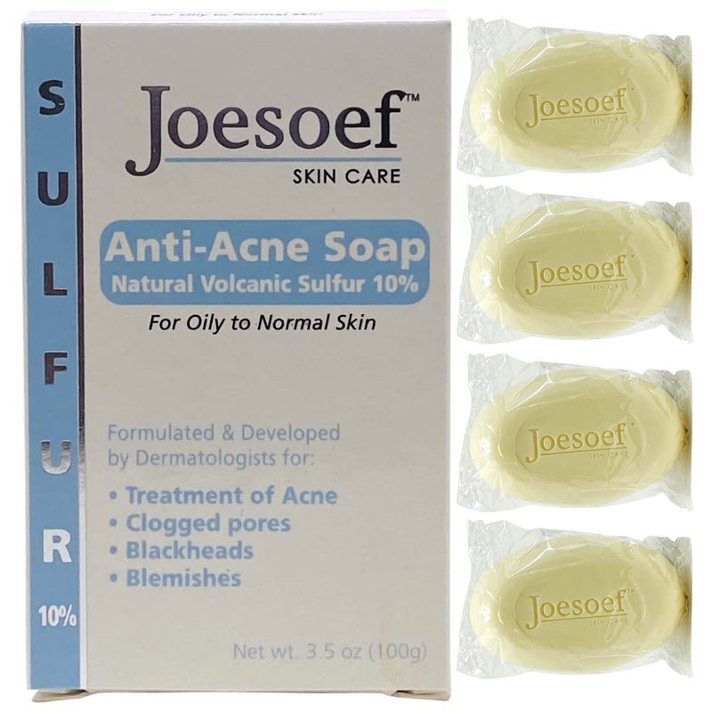 Joesoef Skin Care JOESOEF SKIN CARE Sulfur Soap Acne Facial Cleanser Anti Acne Sulfur Soap 100G 4 Pack