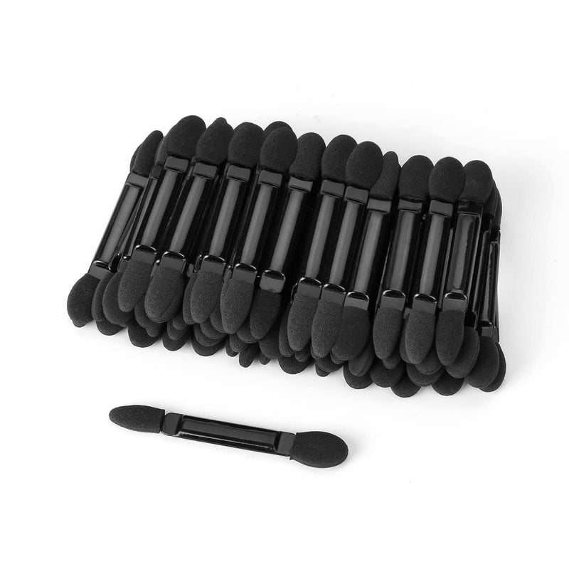 TygoMall Professional Double Head Eyeshadow Brushes Cosmetic Tool 50 Pcs Disposable Dual Sides Eyeshadow Sponge Brushes Makeup Applicator, (Size: 2.44 inch, Color: Black) - Image 1