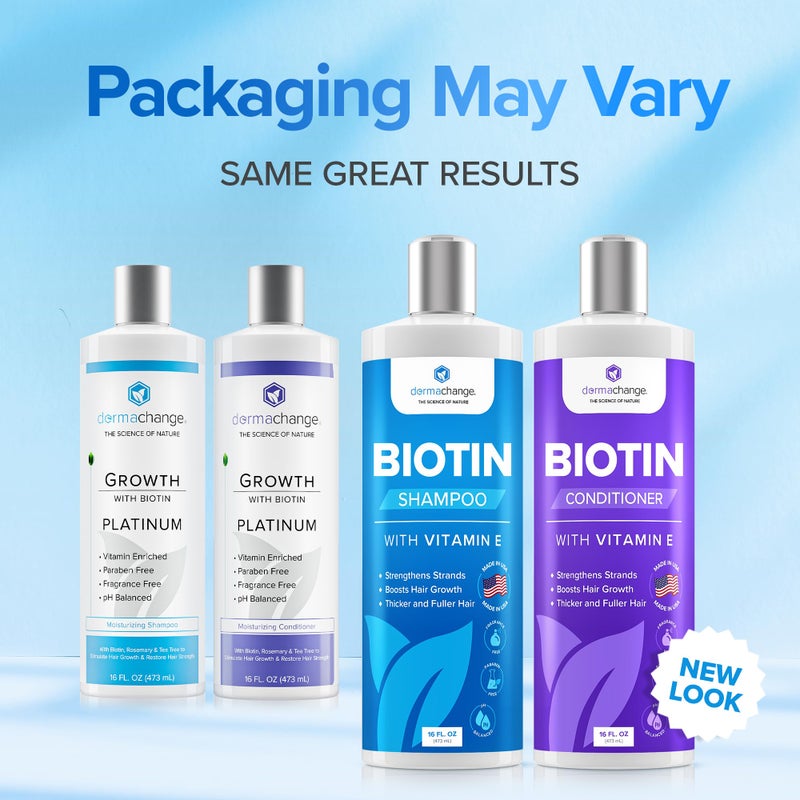 DermaChange Biotin Shampoo and Conditioner Set - Hair Growth Shampoo and Conditioner for Men & Women - Shampoo Conditioner for Dry, Damage & thinning hair with Tea Tree, Manuka Honey & Rosemary 16oz - Image 2