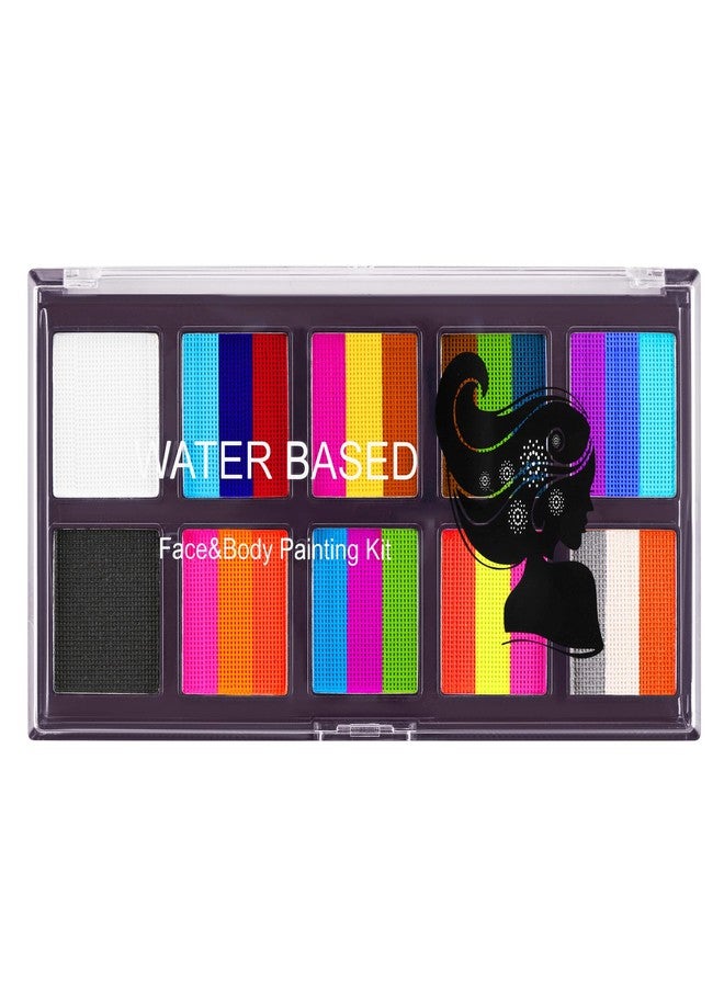 Wismee Face Painting Kit - Non-Toxic One Stroke Rainbow Face & Body Painting Kit with 40 Stencils, 11 Painting Brushes and 10 Sponges for Halloween Party Costume SFX Makeup - Image 3