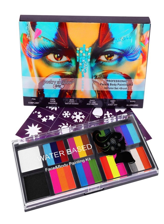 Wismee Face Painting Kit - Non-Toxic One Stroke Rainbow Face & Body Painting Kit with 40 Stencils, 11 Painting Brushes and 10 Sponges for Halloween Party Costume SFX Makeup - Image 2