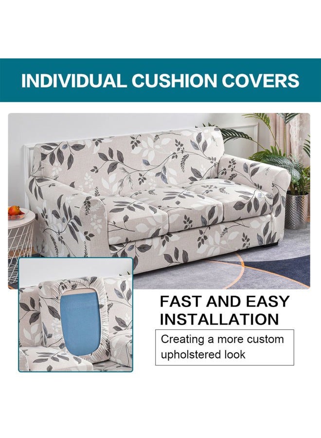 KRFOONN 4 Piece Stretch Sofa Couch Covers for 3 Cushion Couches Printed Sofa Slipcover with 3 Separate Seat Cushion Covers Washable Sofa Slip Covers Furniture Protector for Pets Kids (Sofa, 50) - Image 3
