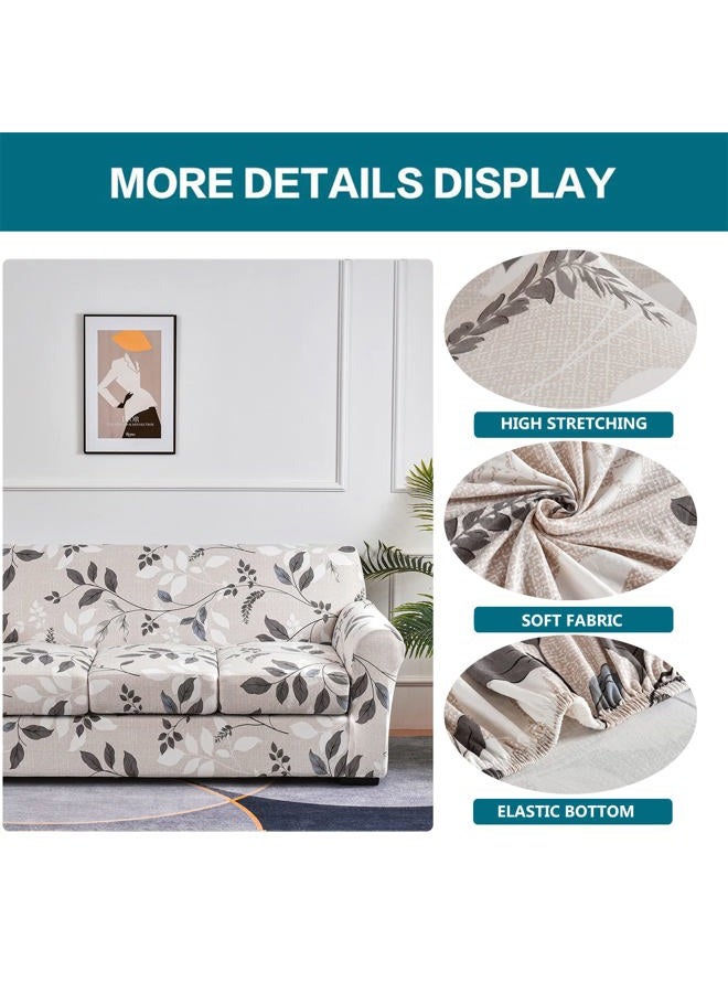 KRFOONN 4 Piece Stretch Sofa Couch Covers for 3 Cushion Couches Printed Sofa Slipcover with 3 Separate Seat Cushion Covers Washable Sofa Slip Covers Furniture Protector for Pets Kids (Sofa, 50) - Image 2
