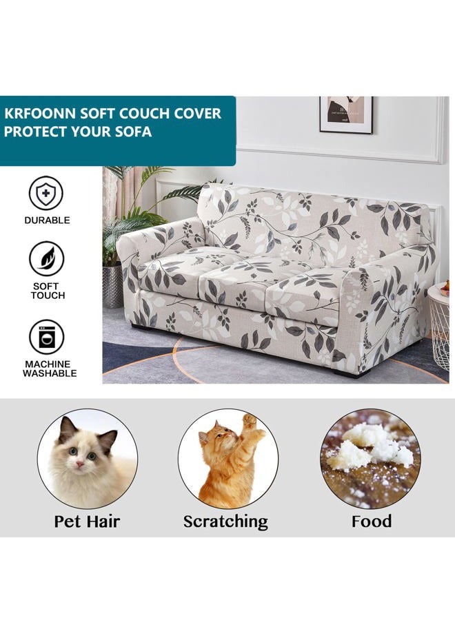 KRFOONN 4 Piece Stretch Sofa Couch Covers for 3 Cushion Couches Printed Sofa Slipcover with 3 Separate Seat Cushion Covers Washable Sofa Slip Covers Furniture Protector for Pets Kids (Sofa, 50) - Image 4